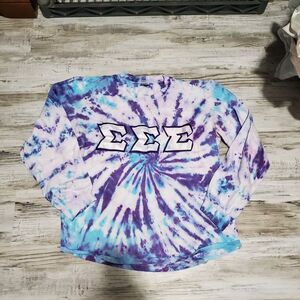 Sigma Sigma Sigma Tye Dye Adult Shirt Size Large Spiral Hand Dyed